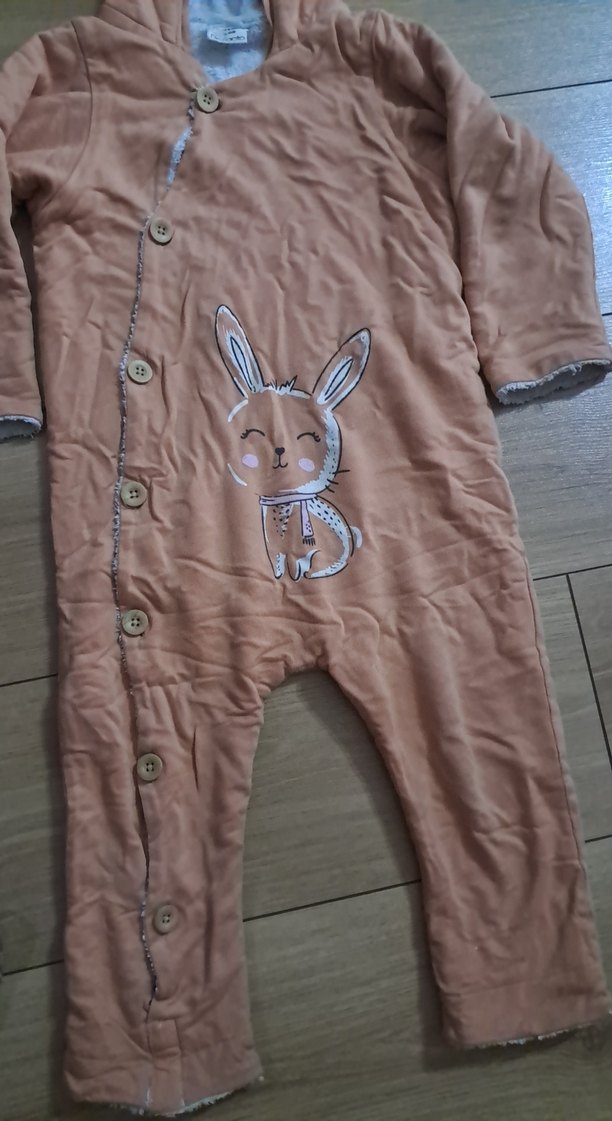 Düğmeli Kahverengi Bebek Kız Mont - Görsel 4