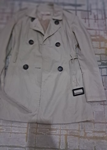 Düğmeli Bej Kadın Trençkot - Görsel 2