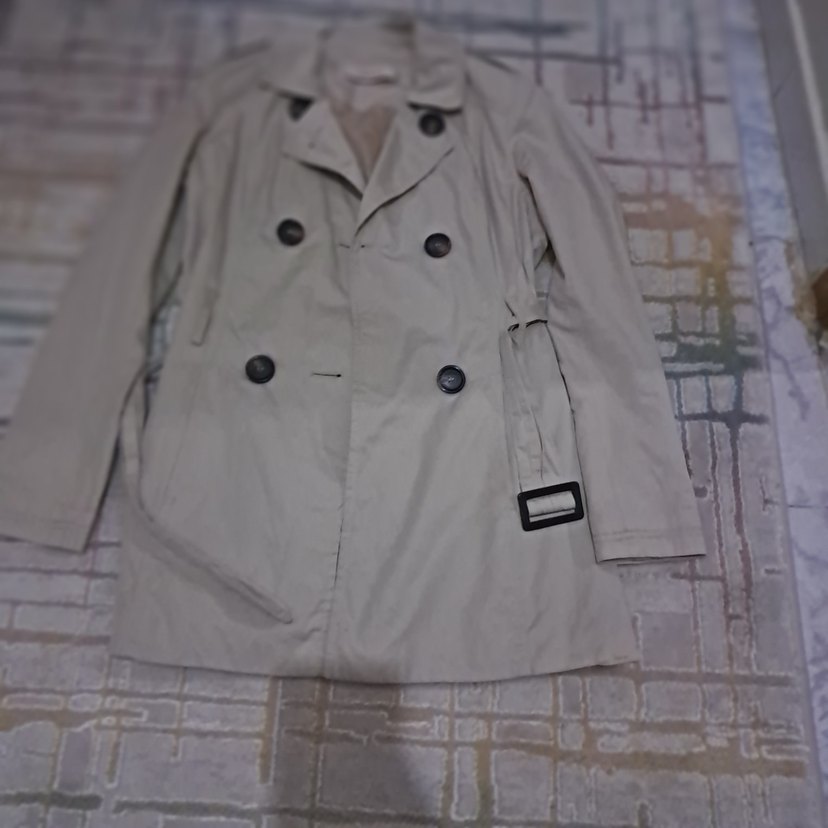 Düğmeli Bej Kadın Trençkot - Görsel 2