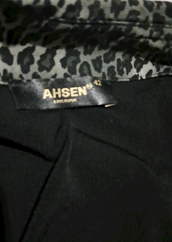 Desenli Siyah Gri Uzun Kollu Kuşaklı Tunik - Görsel 3