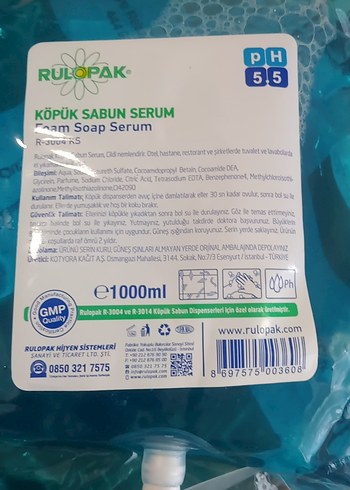 Rulopak Köpük Sabun Serum 1000 ml