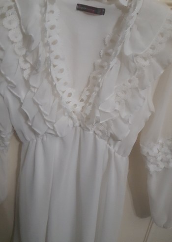 Beyaz Nakışlı elbise - Görsel 2