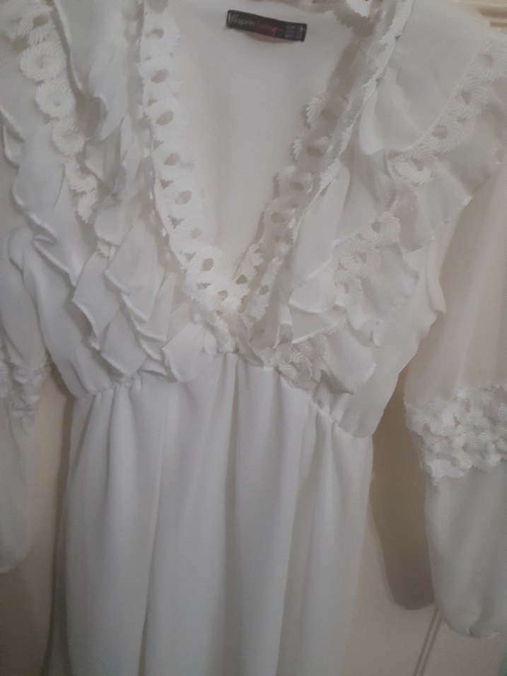 Beyaz Nakışlı elbise - Görsel 2
