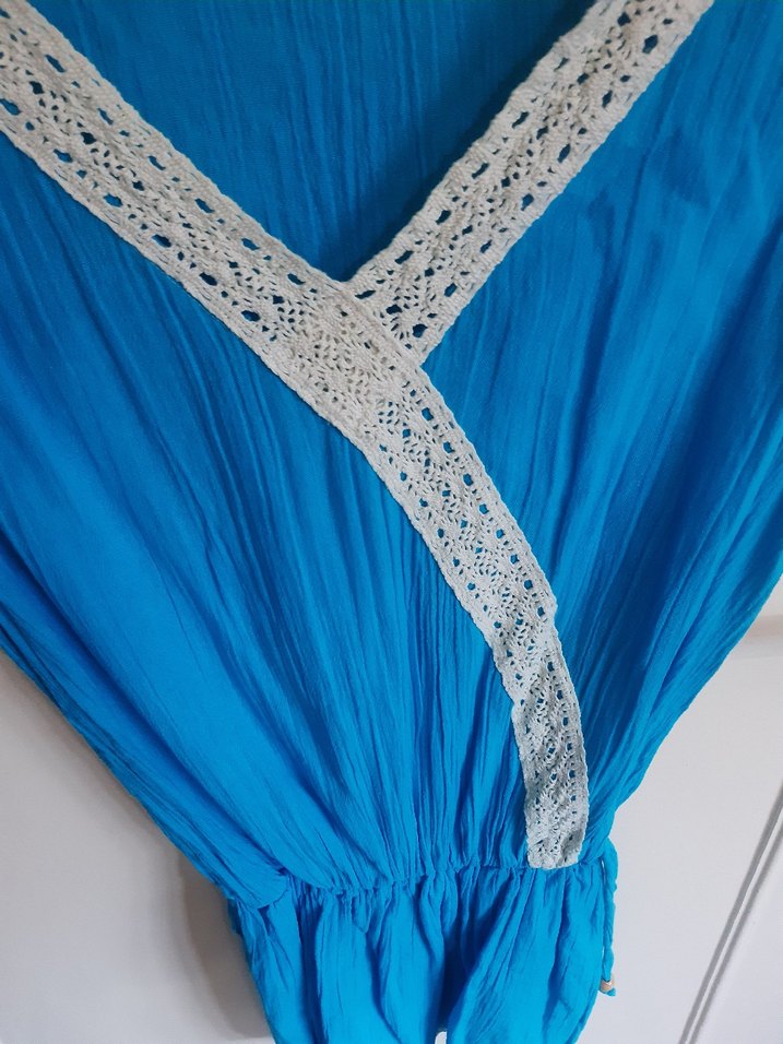 Turkuaz V Yaka Kısa Tulum - Görsel 3