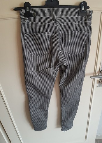 Gri Çizgili Regular Fit Kadın Kot Pantolon - Görsel 3