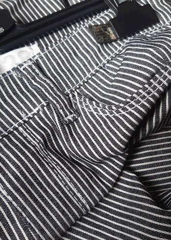 Gri Çizgili Regular Fit Kadın Kot Pantolon - Görsel 4