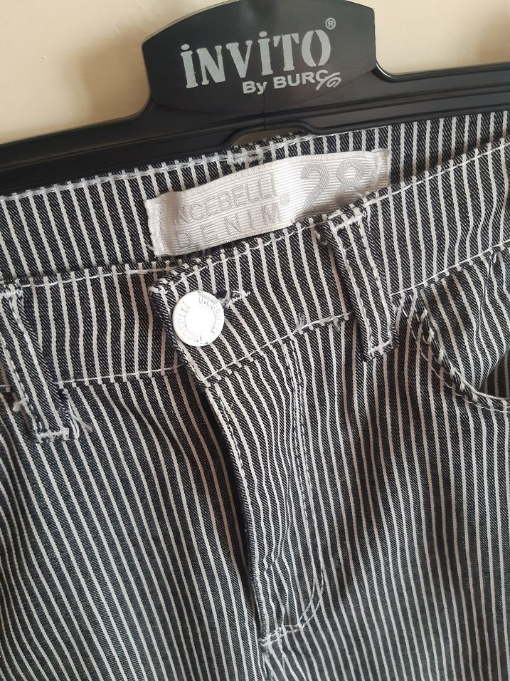 Gri Çizgili Regular Fit Kadın Kot Pantolon - Görsel 2