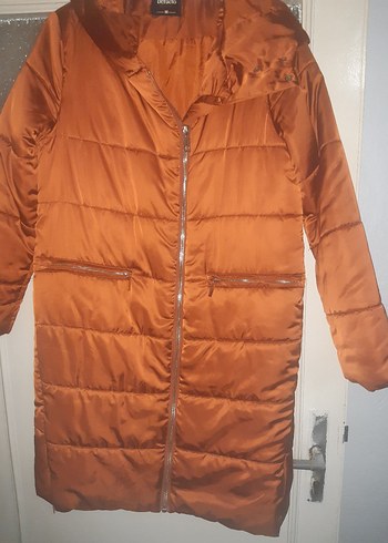 Kadın kiremit rengi Uzun Kışlık Mont - Görsel 2