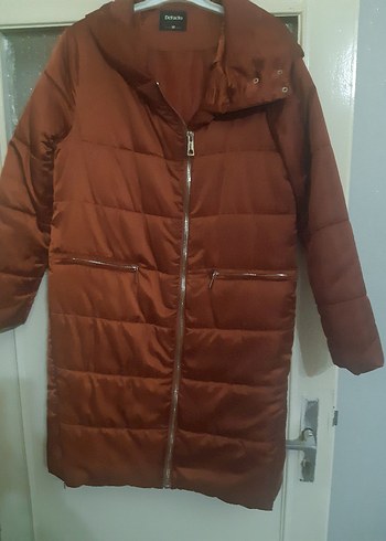 Kadın kiremit rengi Uzun Kışlık Mont - Görsel 3