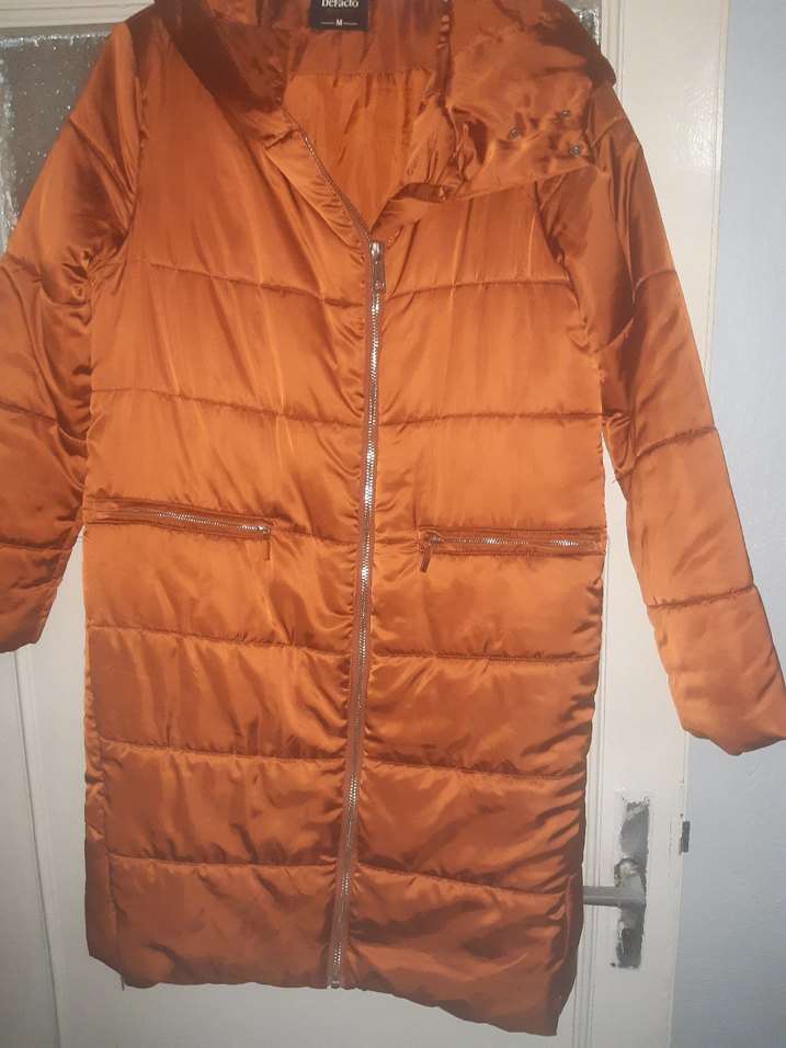 Kadın kiremit rengi Uzun Kışlık Mont - Görsel 2