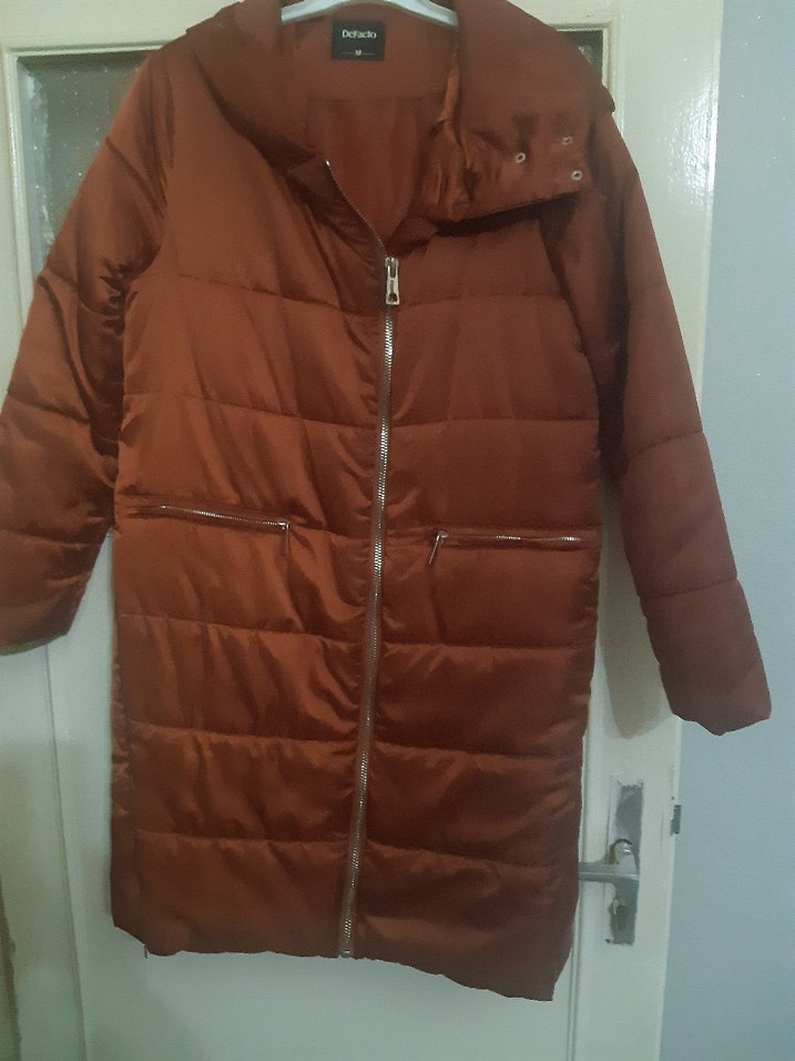 Kadın kiremit rengi Uzun Kışlık Mont - Görsel 3