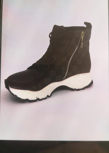 Kahverengi Kadın Dolgu Topuklu Bağcıklı Bot - Görsel 2