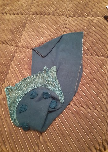 Turkuaz Örgü Kadın Atkı - Görsel 2