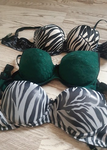 Zebra Desenli Yeşil ve Siyah Sütyenler - Görsel 2