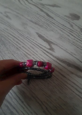 Pembe Boncuklu Bohem Kadın Bileklik - Görsel 2