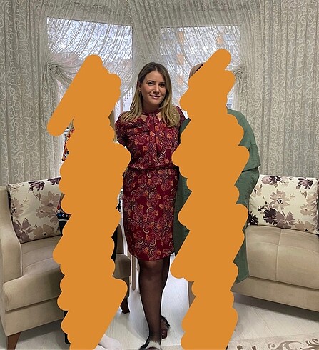 Bordo elbise desenli - Görsel 6