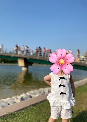 LC Waikiki Pembe Kız kurdele detaylı ikili takım