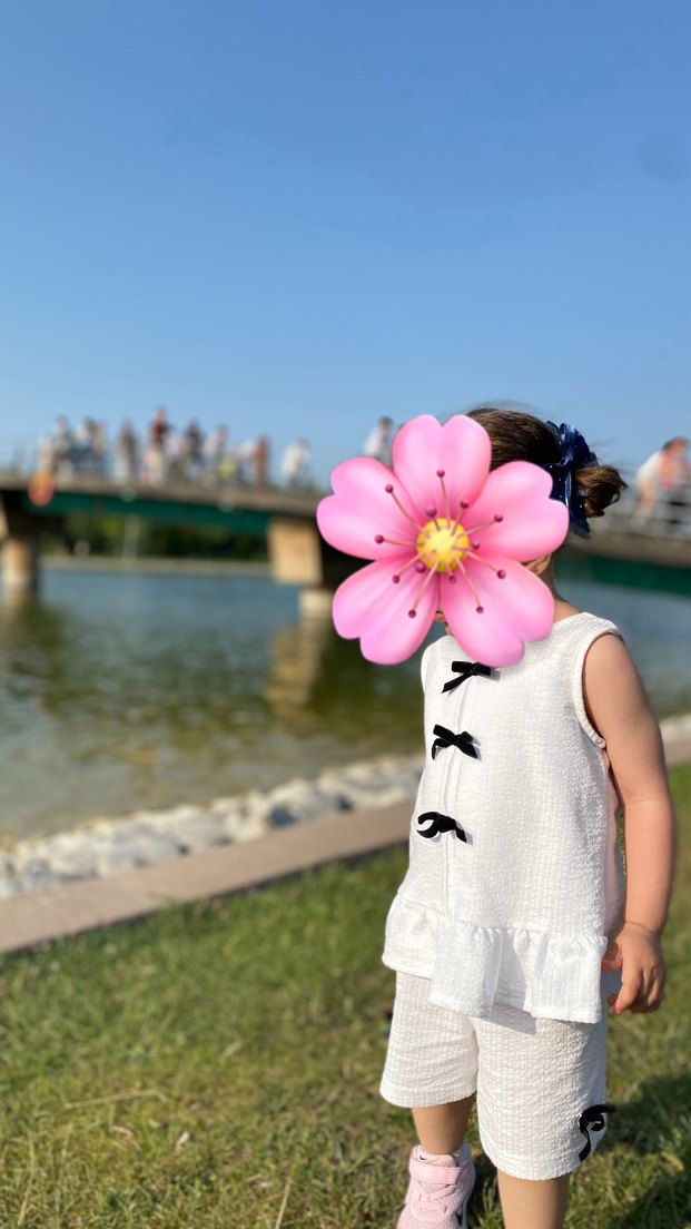 Kız Çocuk Beyaz kurdele detaylı takım - Görsel 2