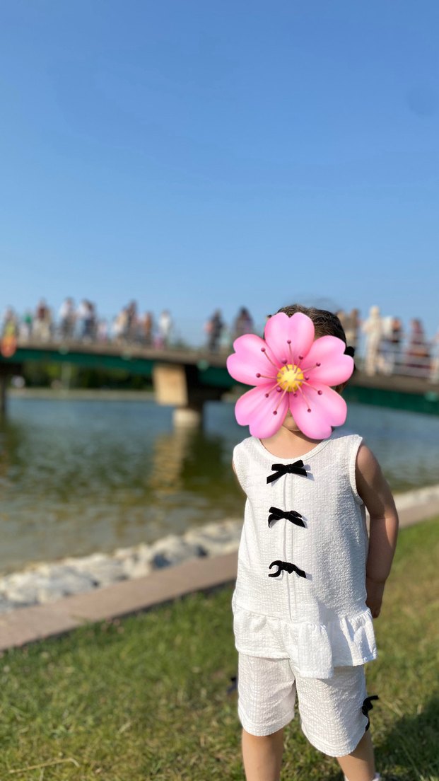 Kız Çocuk Beyaz kurdele detaylı takım - Görsel 3