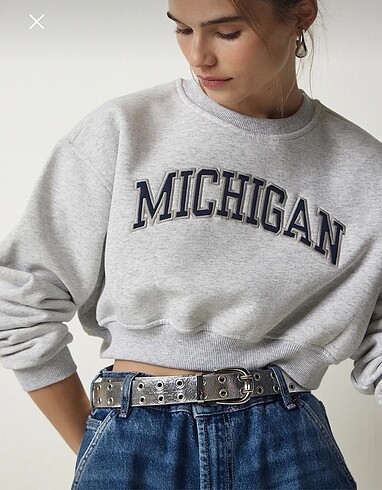 2?li gri ve beyaz crop sweatshirt