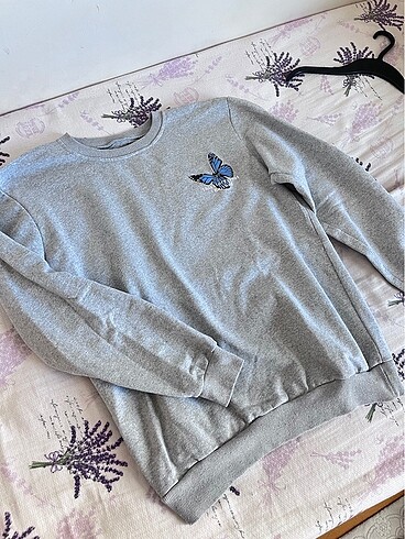 s Beden gri Renk Kelebekli sweatshirt????