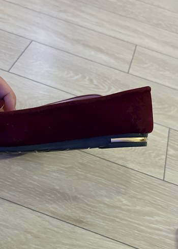 36 Beden Bordo Fiyonklu Kadın Günlük Topuklu Ayakkabı