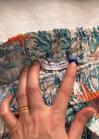 m Beden turkuaz Renk Volanlı Turkuaz Batik Mini Etek