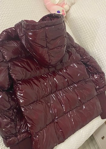 Bordo Parlak Kadın Kışlık Mont - Görsel 4