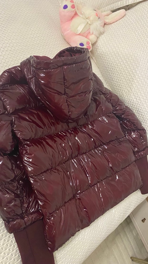 Bordo Parlak Kadın Kışlık Mont - Görsel 4