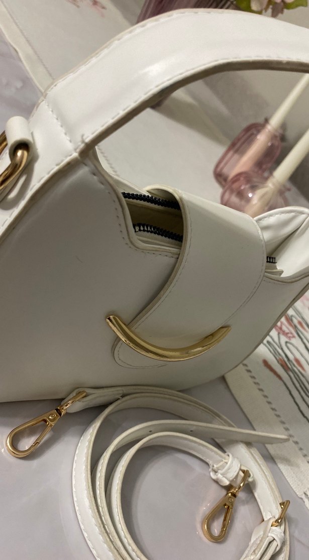 Modern Klasik Beyaz Deri Kadın Çanta - Görsel 2