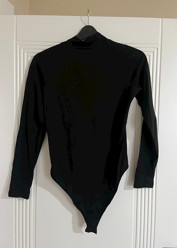 Siyah Yüksek Yakalı Uzun Kollu Kadın Zıbın Body - Görsel 2