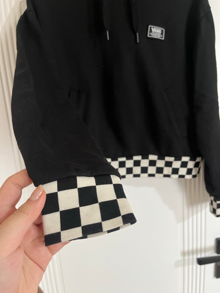 Vans Kadın Siyah Kareli Streetwear Sweatshirt - Görsel 3