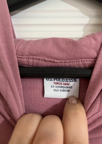 Pembe Kapüşonlu Polo Çocuk Sweatshirt - Görsel 4