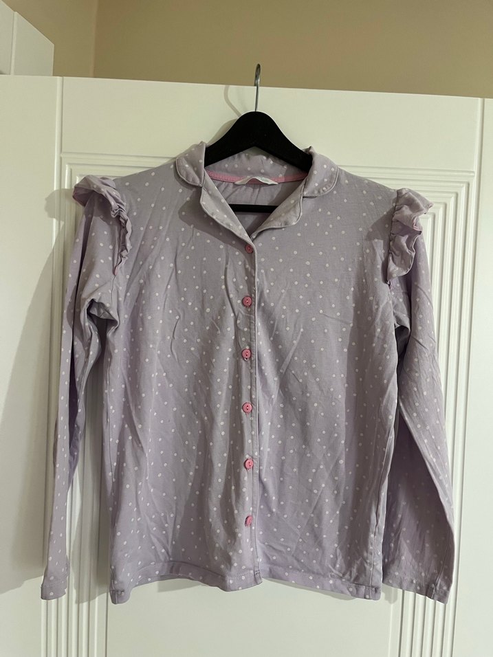 Lila Uzun Kollu Rahat Çocuk Pijama Takımı - Görsel 2