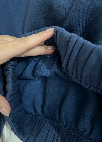 Kadın Mavi Kapüşonlu Rahat Sweatshirt - Görsel 4