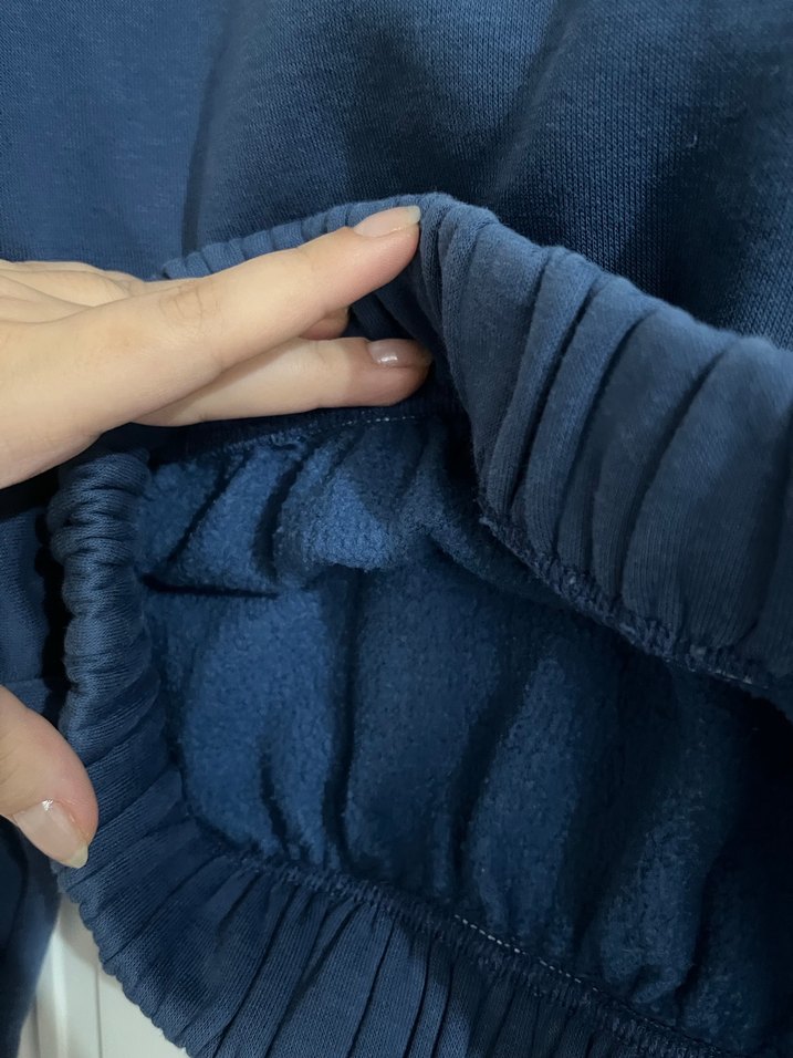 Kadın Mavi Kapüşonlu Rahat Sweatshirt - Görsel 4