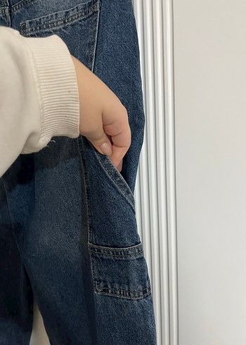 Kadın Kemerli Bol Kesim Kot Pantolon - Görsel 5