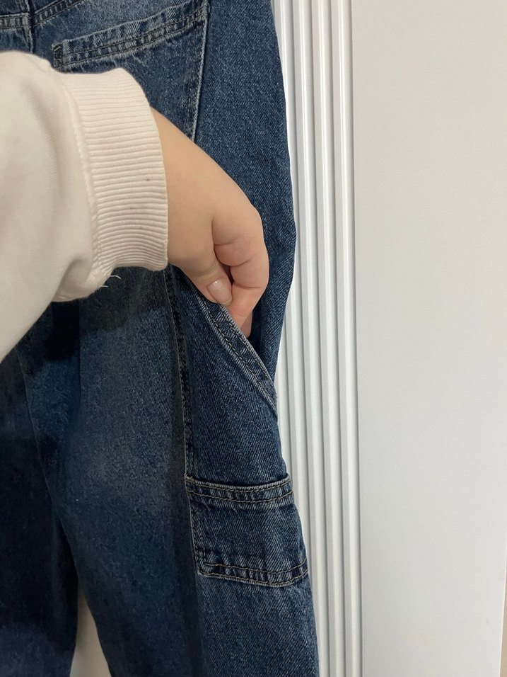 Kadın Kemerli Bol Kesim Kot Pantolon - Görsel 5