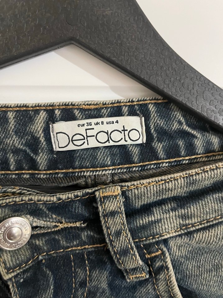 Gri Bol Kesim Midi Kot Pantolon - Görsel 3