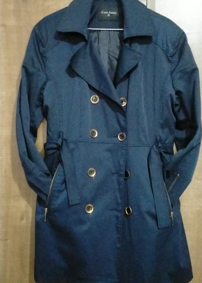 lacivert trençkot - Görsel 3
