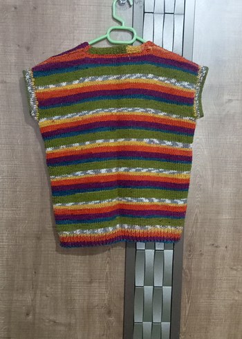 Renkli V Yakalı Örgü erkek çocuk Süveter - Görsel 3