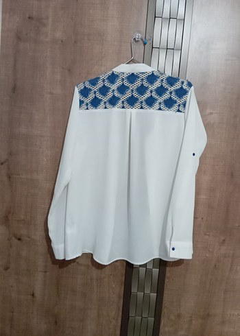 Kadın Beyaz Uzun Kollu Düğmeli Gömlek - Görsel 5