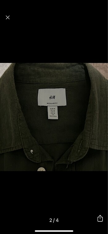 H&M H&M marka pamuklu haki gömlek