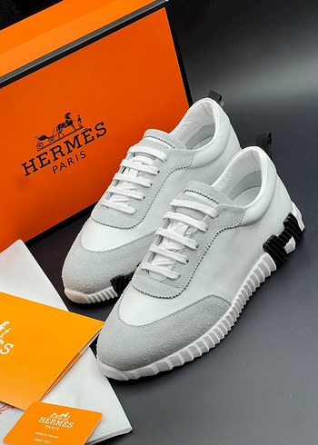 Hermes Paris Beyaz Gri Dusuk Bilek Sneaker Deri