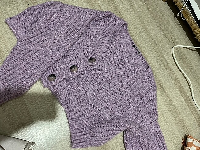 l Beden mor Renk Lila düğmeli hırka