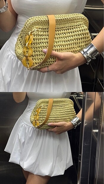 Diğer El Yapımı Hasır Clutch Çanta