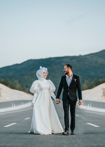 m Beden beyaz Renk Nikah elbisesi tesettür gelinlik