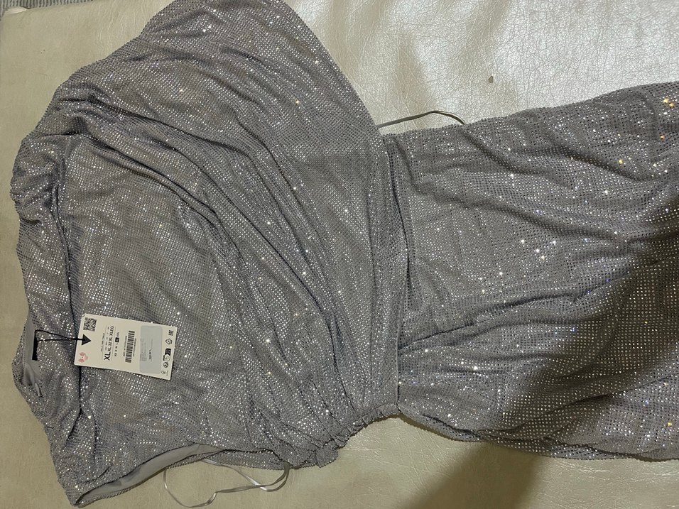 Gri Drapeli Uzun Abiye Elbise - Görsel 2