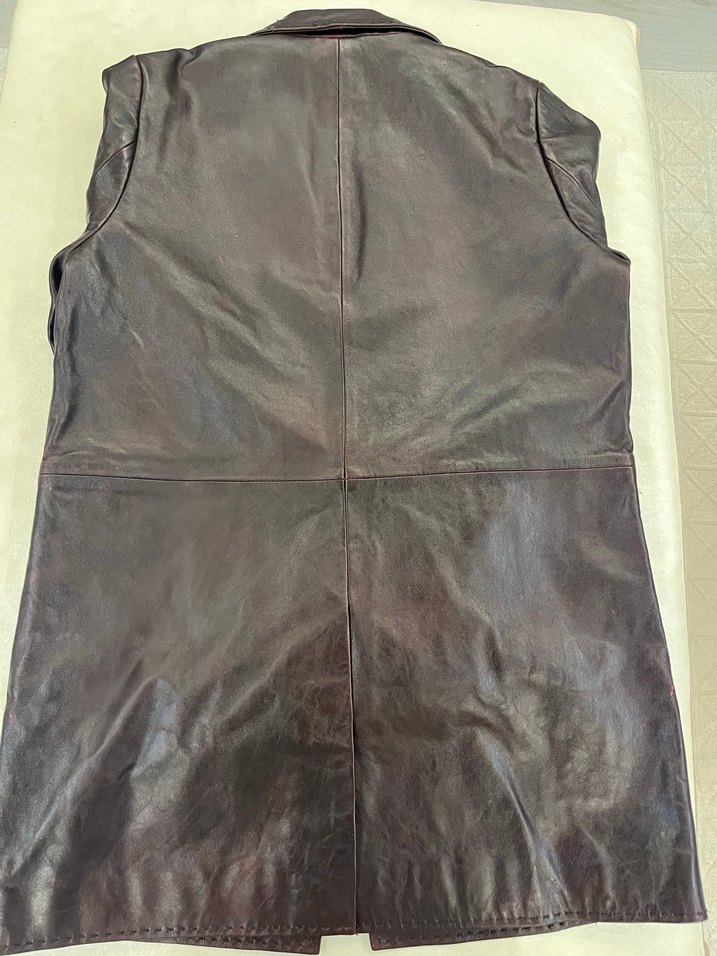 Kahverengi Uzun Deri Ceket - Görsel 5