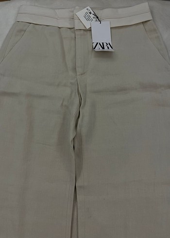 Bej  Midi Keten Kadın Pantolon - Görsel 6